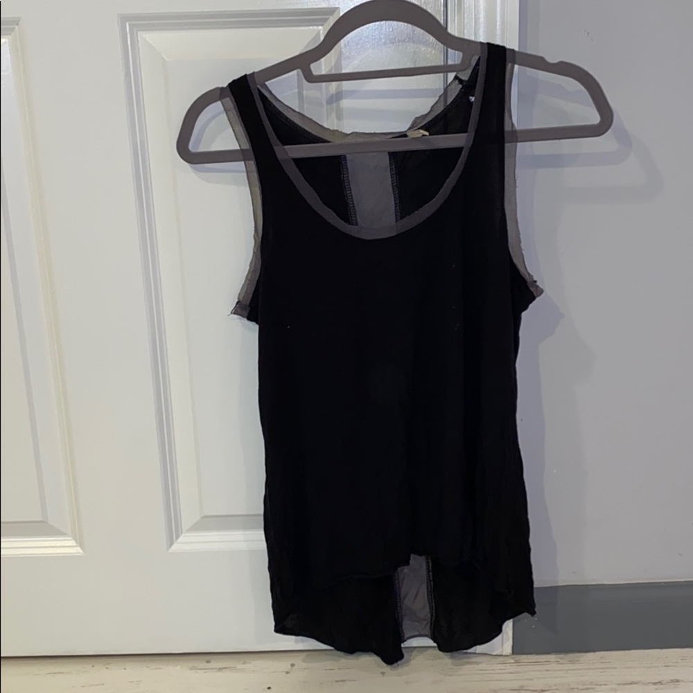 LF Black Tank Top with Grey Mesh Details